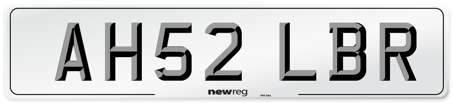 AH52 LBR Number Plate from New Reg